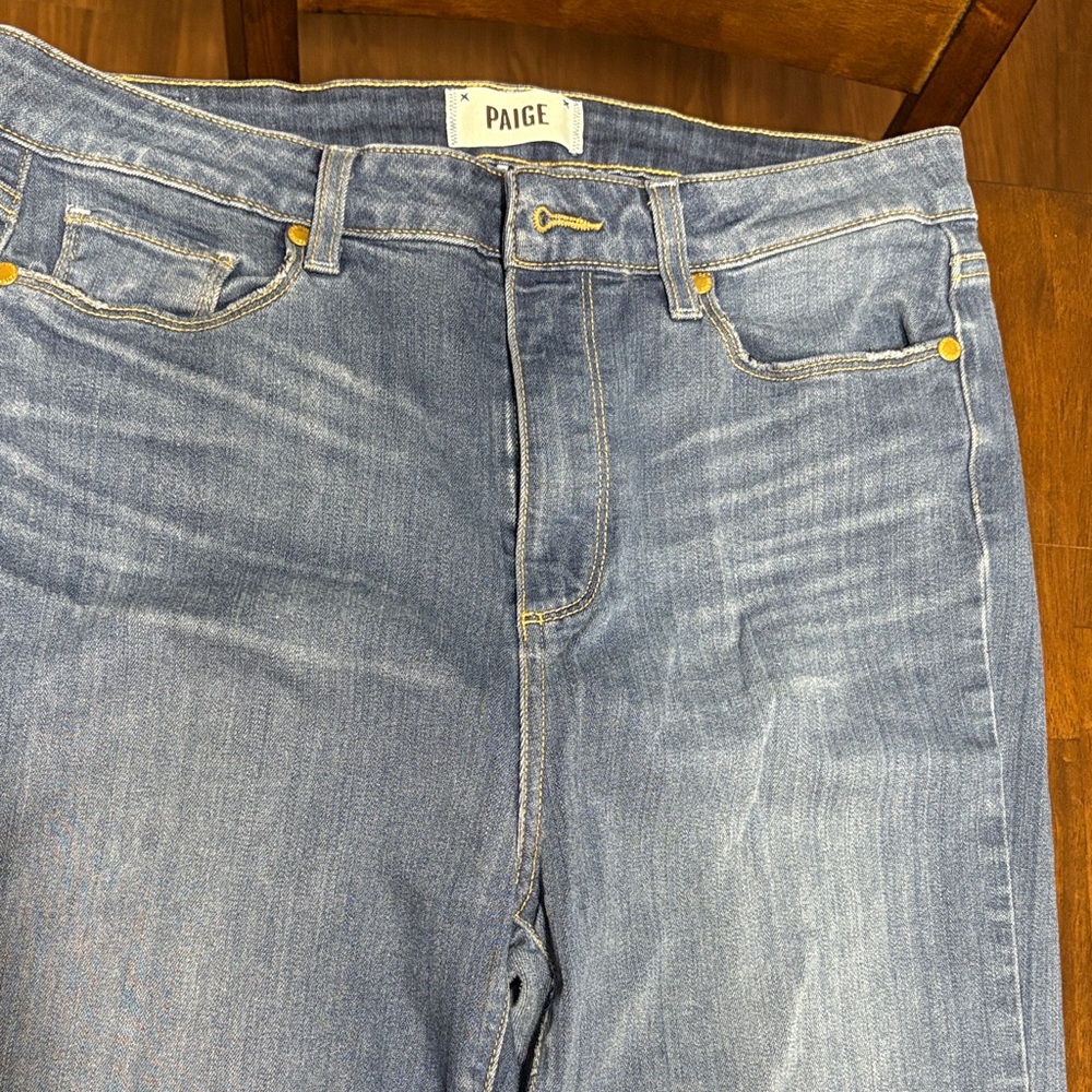 PAIGE Light Blue Denim Jeans with Gold Details